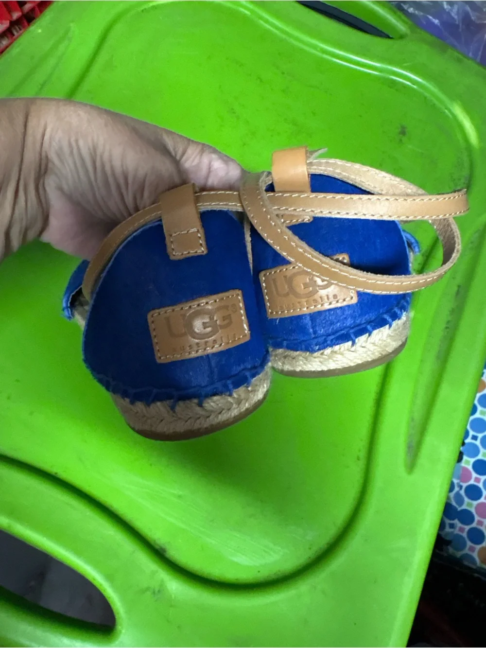 UGG Women's Royal Blue Suede Espadrille Flats with Ankle Tie